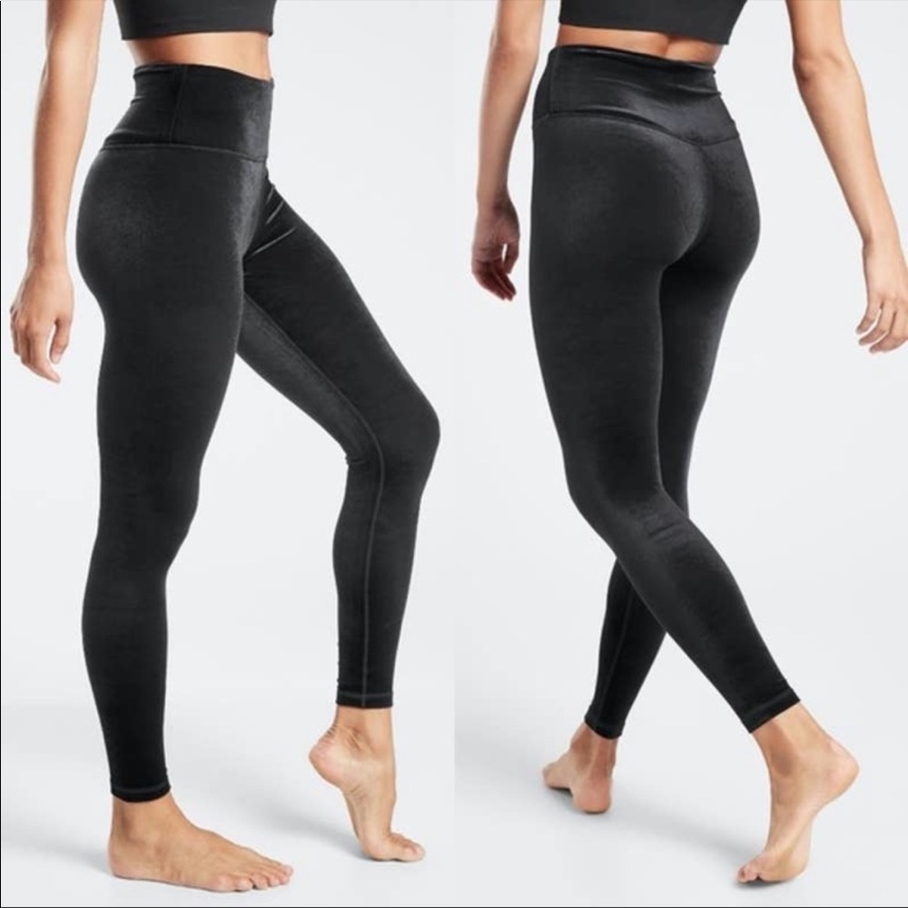 Athleta Chaturunga High Rise Velvet Tight Black M